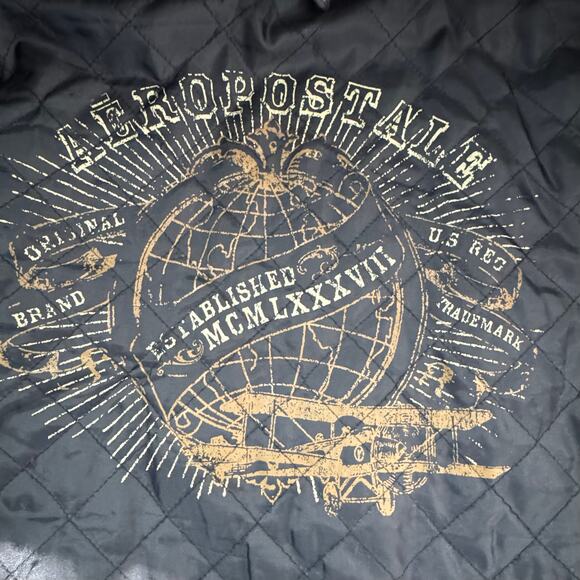 Aeropostale Mens Brown Faux Leather Sherpa Collar Bomber Jacket XL Top Gun - Picture 3 of 10